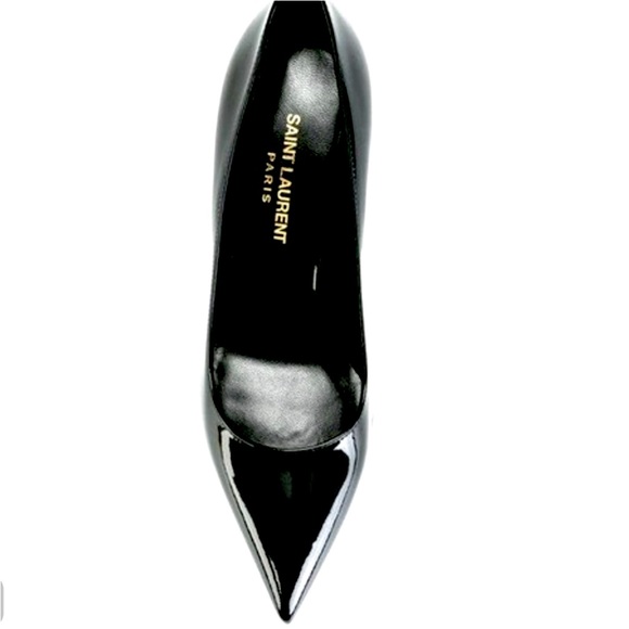 SAINT LAURENT ZOE PUMP 85mm BLACK PATENT LEATHER NEW IN BOX Size 38 US 7.5 - Picture 1 of 10
